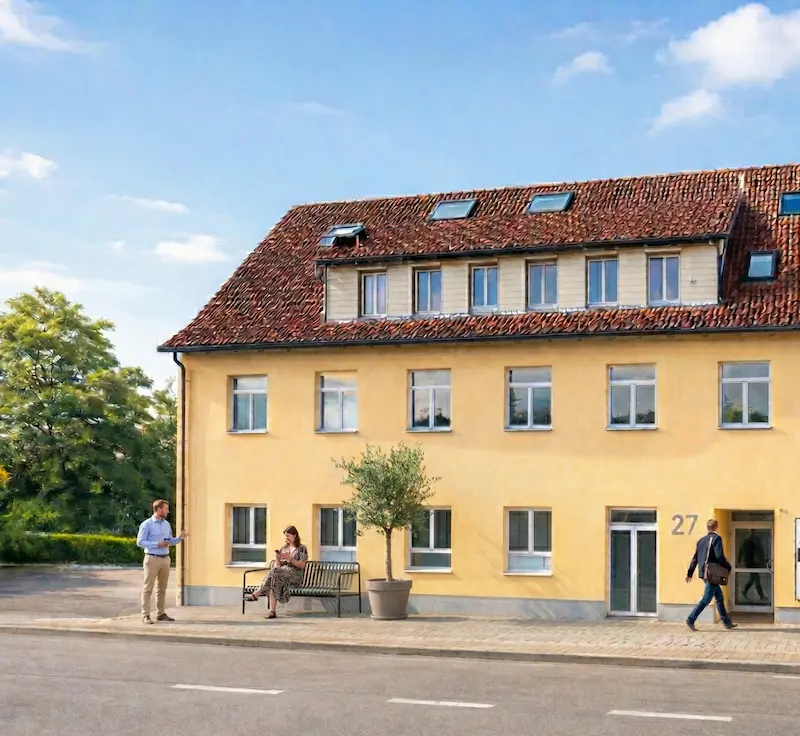 medicum zollernalb Praxis Frommern — Außenansicht der Hausarztpraxis in der Beethovenstraße